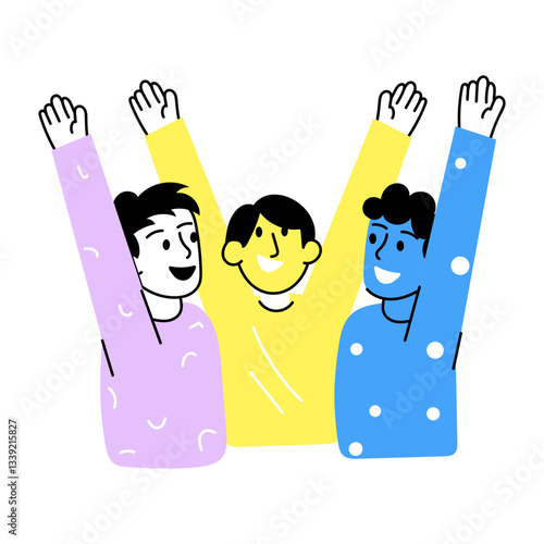 Celebrating friends illustration in hand drawn style