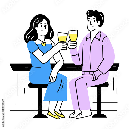 Hand drawn illustration of drinking buddies celebrating together