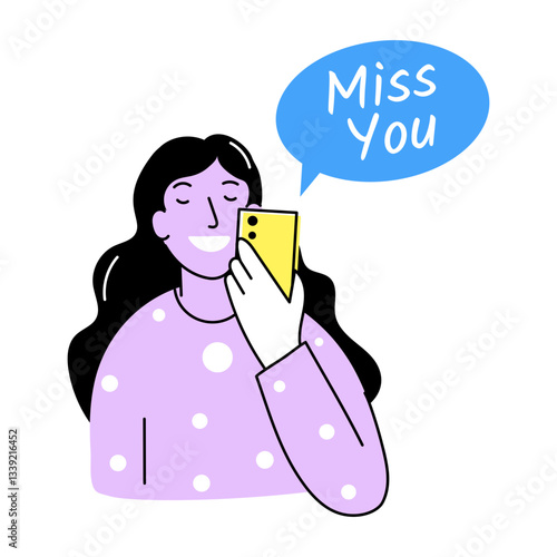 Missing friend illustration of a character in hand drawn style
