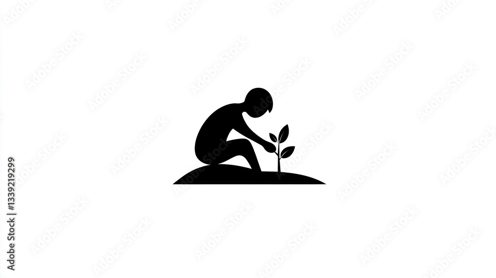 Child Planting Tree Icon Graphic Child Planting Tree Icon Graphic