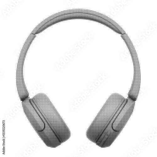 Wallpaper Mural Halftone style illustration of over-ear headphones created with a dotted pattern, showcasing a unique and artistic design. Perfect for music themes and audio technology concepts. Torontodigital.ca