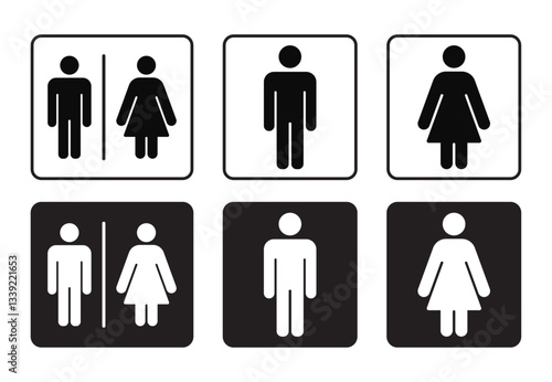 Restroom, toilet icon. Male and female restroom. Man and woman toilet sign icon. Vector Illustration.