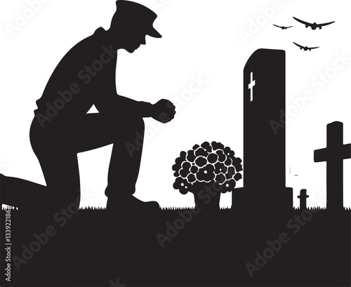 Silent tribute in graveyard vector