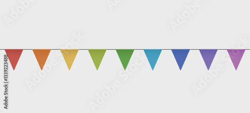 colorful party flags garland isolated on white