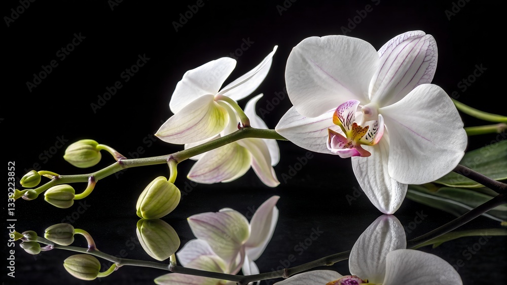 Fototapeta premium white orchid on black