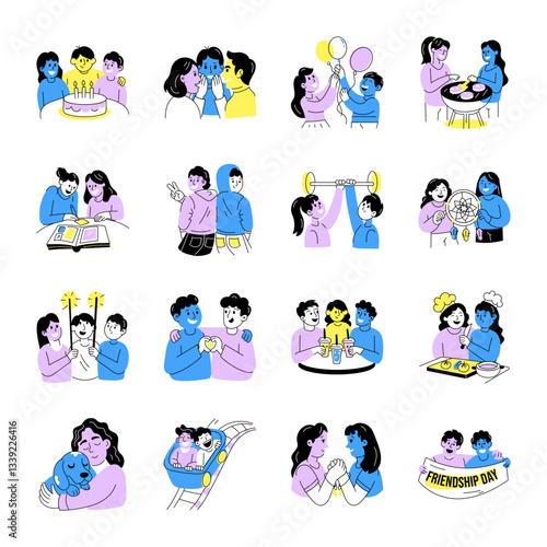 Bundle of Hand Drawn Friendship Illustrations 

