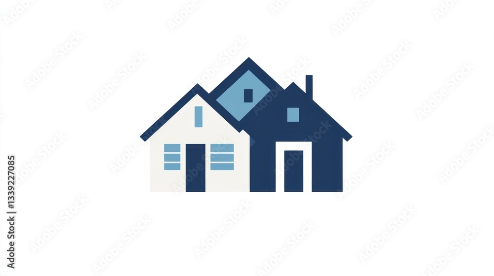Two homes illustration, simple design Two homes illustration, simple design