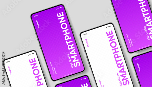 Realistic smartphone mockup. Mobile phone vector with isolated on white background. Device front view. 3D mobile phone with shadow. Realistic, high quality smart phone mockup for ui ux presentation.