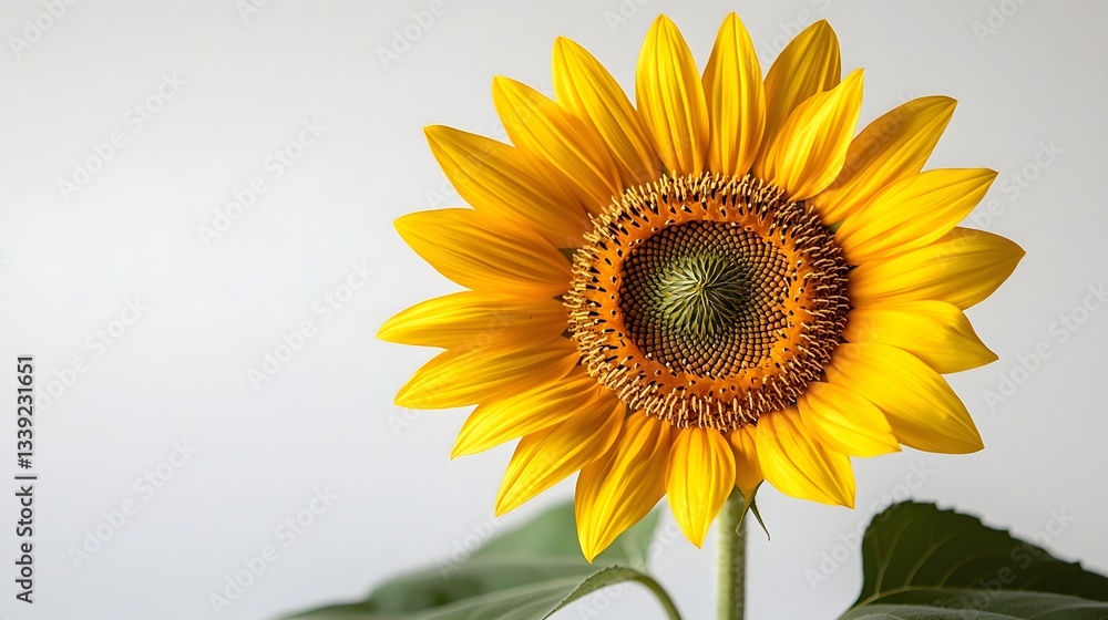 Obraz premium Vibrant Sunflower in Bloom Against White Background