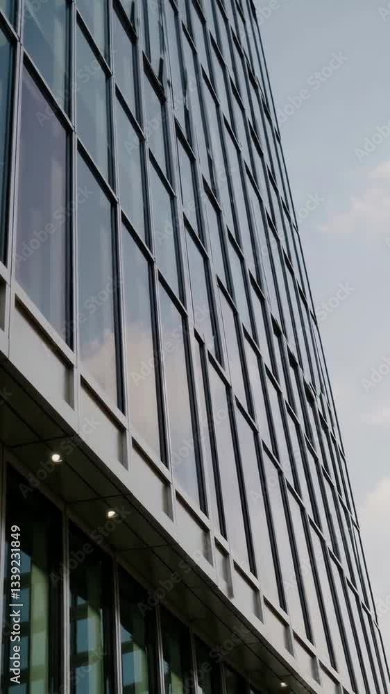 Dynamic urban skyline reflection on modern glass facade highlighting architectural geometry Dynamic urban skyline reflection on modern glass facade highlighting architectural geometry