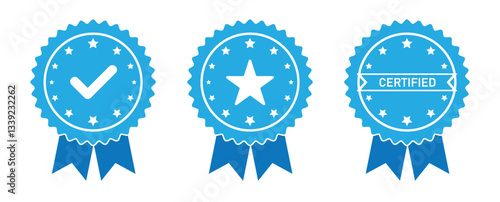 Verified badge icon tick symbol vector approved check mark icon. Set of Verified badge symbol collection. Profile verified badge. Guaranteed signs. Vector. Green Certificate badge Quality certify icon