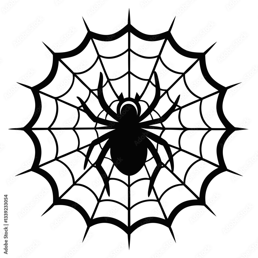 Obraz premium Halloween Spider's Web Black silhouette vector illustration isolated on a transparent background
