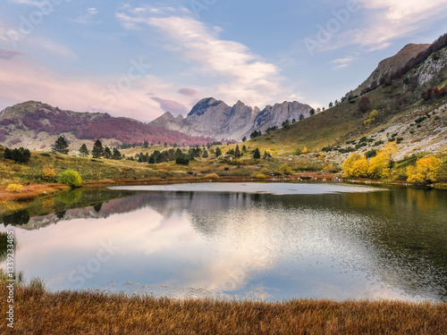 Autumn on a mountain lake