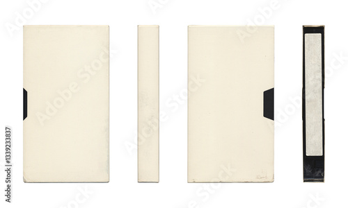 Canvastavla VHS videocassette in cover sleeve, multiple angles, mockup with blank space in t