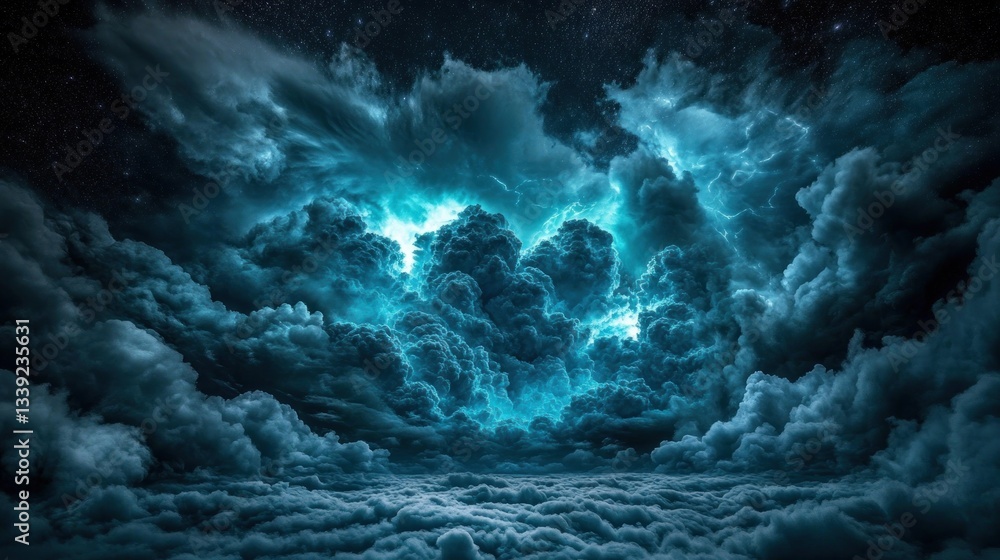 Fototapeta premium Ethereal Nightscape: A Celestial Storm's Embrace