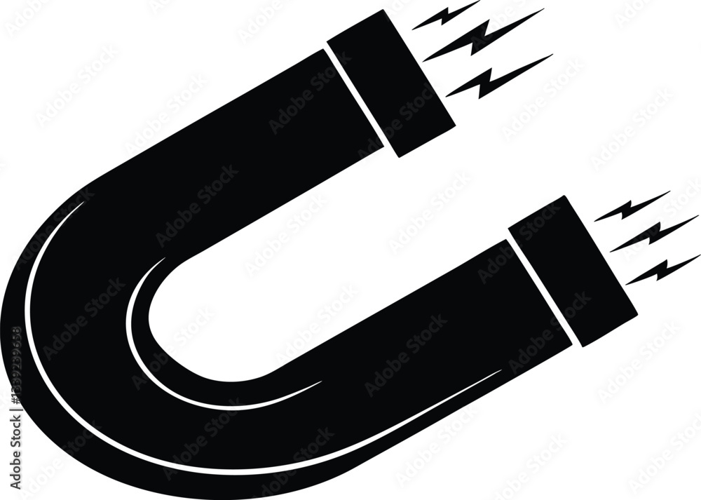 Magnet black silhouette, magnetic Force Clipart Magnet black silhouette, magnetic Force Clipart