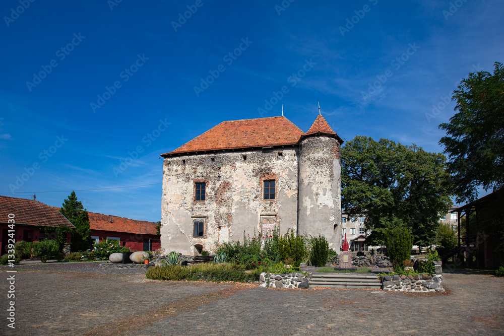 Fototapeta premium medieval castle Saint Miklosh in Chynadiyevo, Ukraine
