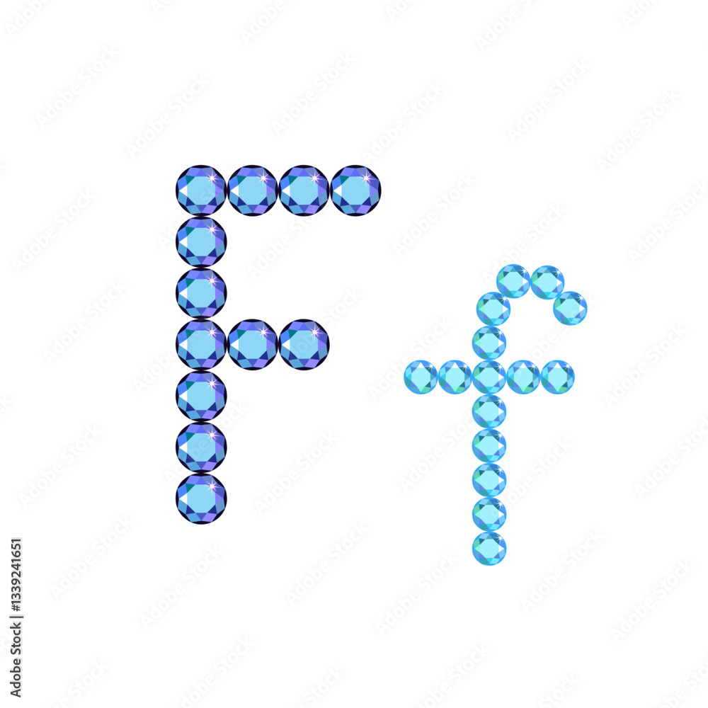 English letter (uppercase and lowercase) from luxury gemstone alphabet isolated on white background English letter (uppercase and lowercase) from luxury gemstone alphabet isolated on white background