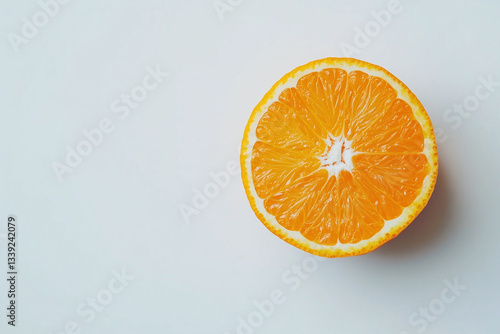 Obraz na płótnie Fresh orange half with vibrant orange pulp, showcasing juicy texture and bright color. Perfect for healthy snacks or refreshing drinks w salonie