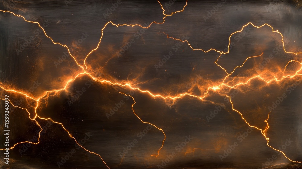 Dramatic lightning bolts illuminate a dark stormy sky, creating a powerful atmospheric effect Dramatic lightning bolts illuminate a dark stormy sky, creating a powerful atmospheric effect