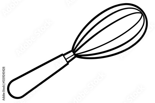 Abstract whisk with a looping handle line art