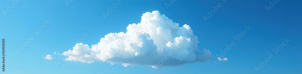 Single, brilliant white cloud, sharply defined against deep azure , serenity, design, contrast Single, brilliant white cloud, sharply defined against deep azure , serenity, design, contrast