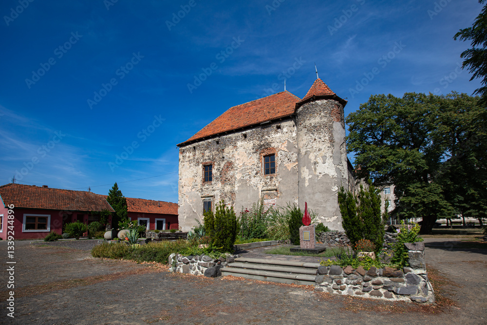 Fototapeta premium medieval castle Saint Miklosh in Chynadiyevo, Ukraine