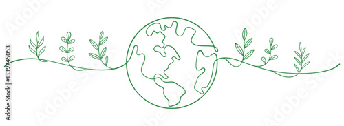 Earth day line art style vector illustration