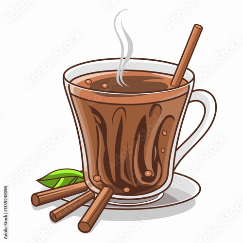 Masala Chai - Spiced Tea in a Glass Cup Illustration