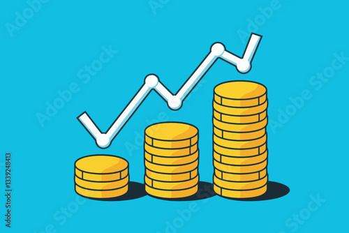 Stack of golden coins, concept of profitability