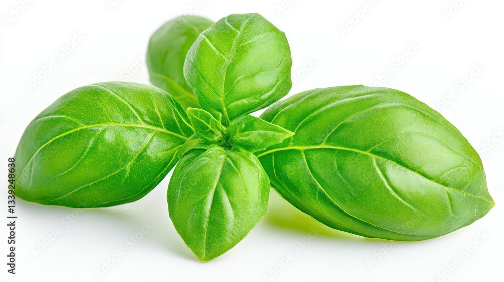 Fototapeta premium Fresh Green Basil Sprig, Vibrant Herb, Culinary Ingredient