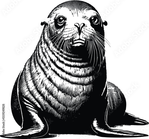 Sea Lion vector black silhouette cricut design for T-Shirt