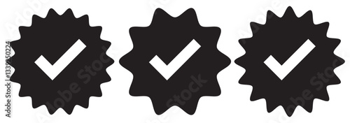 Blue check mark tick verification icon symbol vector.