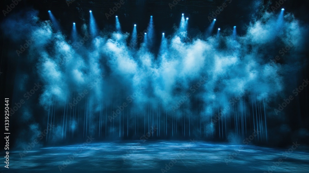 Obraz premium Mystical Blue Stage Lights and Smoke