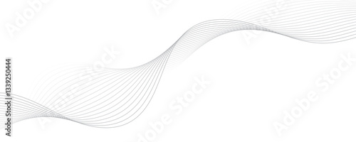 Gray wave curve lines abstract background with flowing particles. Digital energy waves technology concept. Modern backdrop design for business, presentation, banner.