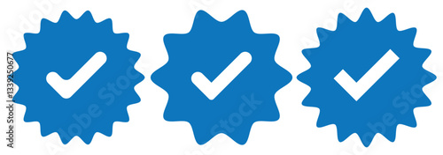 Blue check mark tick verification icon symbol vector.
