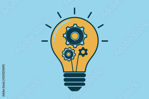 Light bulb with gears inside, concept of idea and creativity