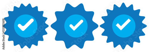 Blue check mark tick verification icon symbol vector.
