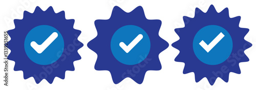Blue check mark tick verification icon symbol vector.