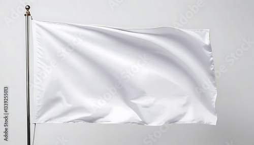 Blank White Flag Waving on Pole Mockup for Custom Design