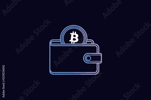 Digital wallet and cryptocurrency icon, finance concept