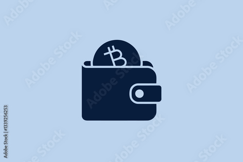Digital wallet and cryptocurrency icon, finance concept
