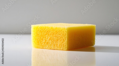 Wallpaper Mural A bright yellow rectangular cleaning sponge rests on a surface Torontodigital.ca
