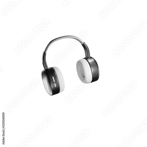 3d render illustration of a black modern wireless headphone