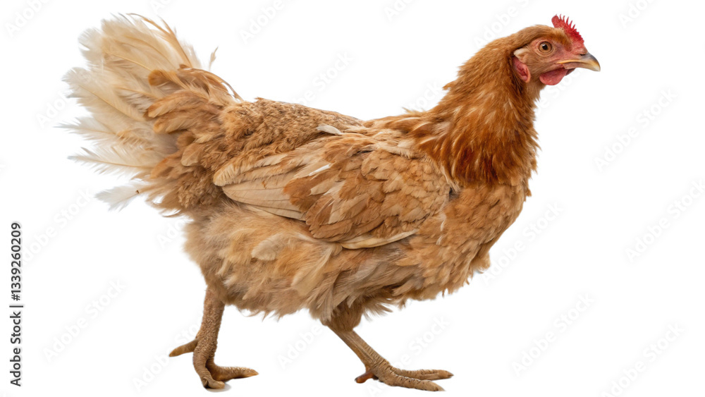 Fototapeta premium Full body chicken hen standing isolated transparent background