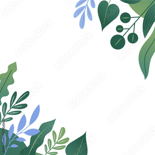 Green Botanical Corner Border