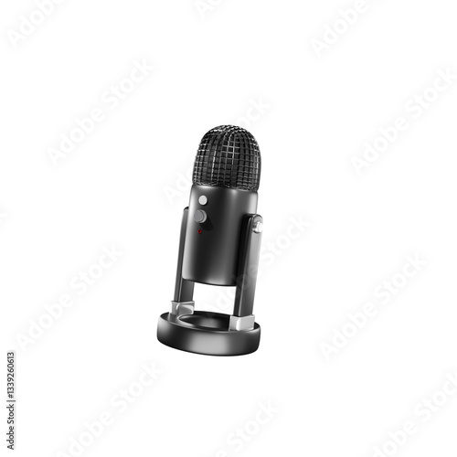 3d render illustration of a black microphone for audio and audio production