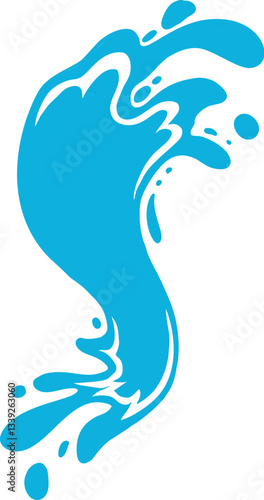 Water splash silhouette. Cartoon liquid water drops, flows and waves, black aqua splashes flat vector illustration icon. Water splash silhouettes on white backbround