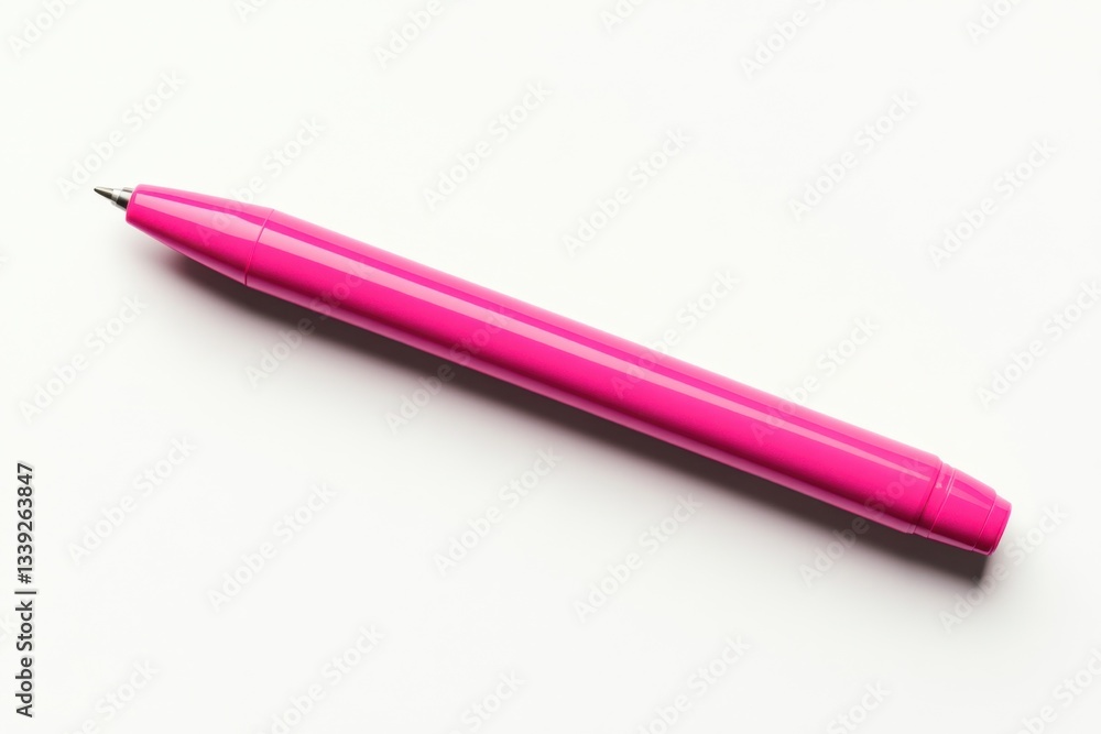 Pink highlighter pen on white background, top view, high contrast, commercial product photography, e-commerce product showcase Pink highlighter pen on white background, top view, high contrast, commercial product photography, e-commerce product showcase