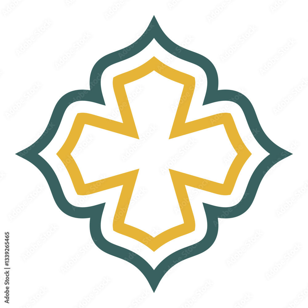 Islamic geometric shapes and ornamental frame icon line Islamic geometric shapes and ornamental frame icon line